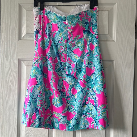 Lilly Pulitzer Brynn strapless lace dress Raz Berry Lobsters in Love size 12 - Picture 2 of 10